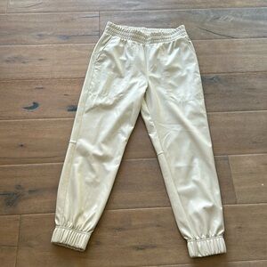 CALIA by Carrie Underwood  Faux Leather Cream Track Pants